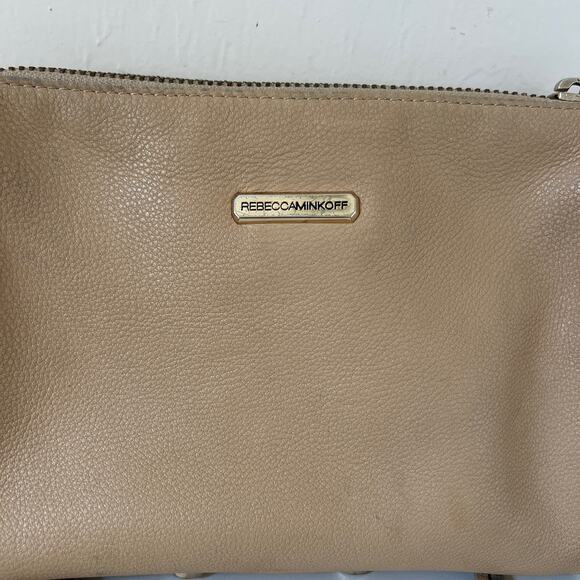 Rebecca Minkoff Tan / Beige Mini 5 Zip Rocker Crossbody Leather Handbag - Picture 3 of 12
